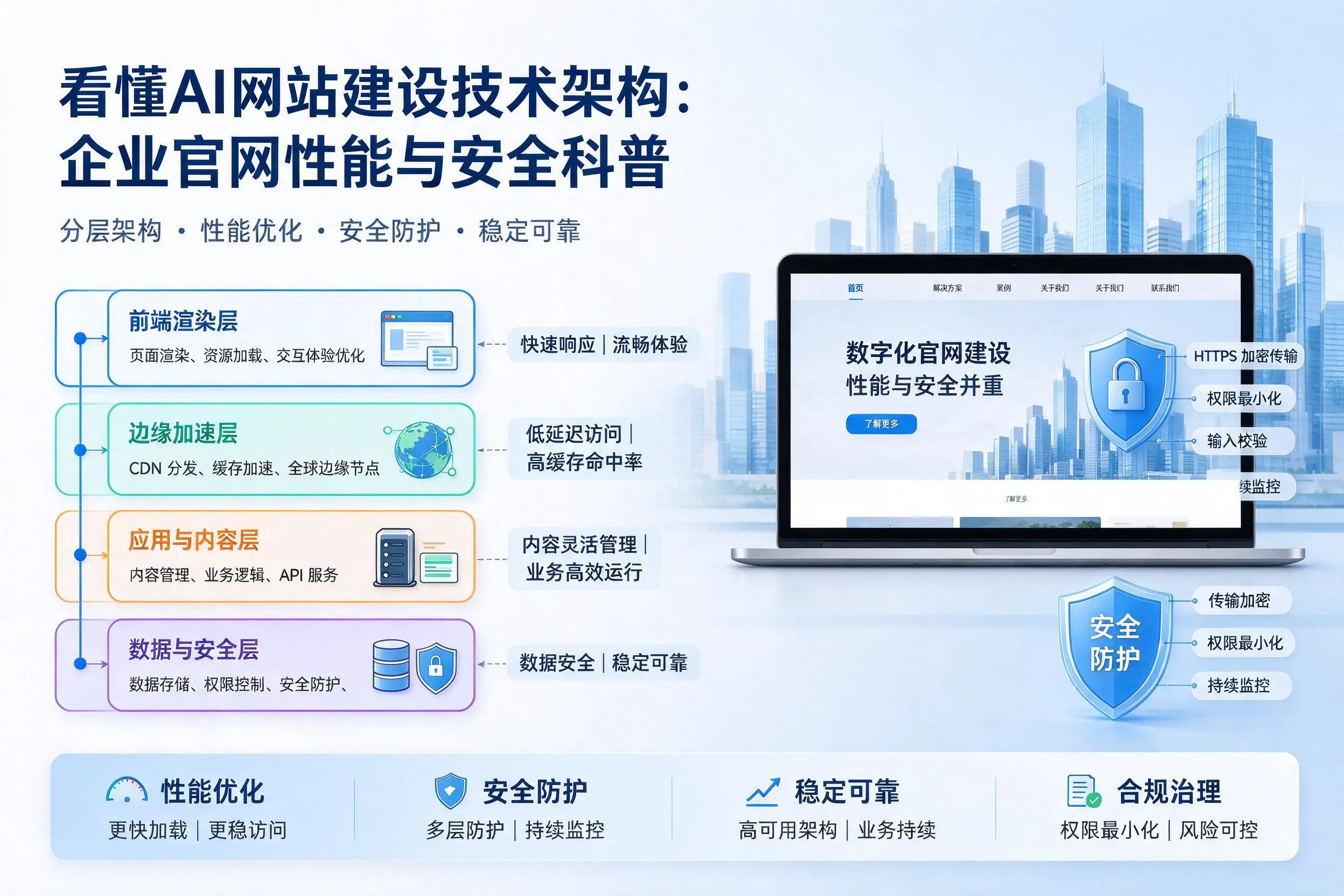 看懂AI网站建设技术架构：廊坊企业官网性能与安全科普